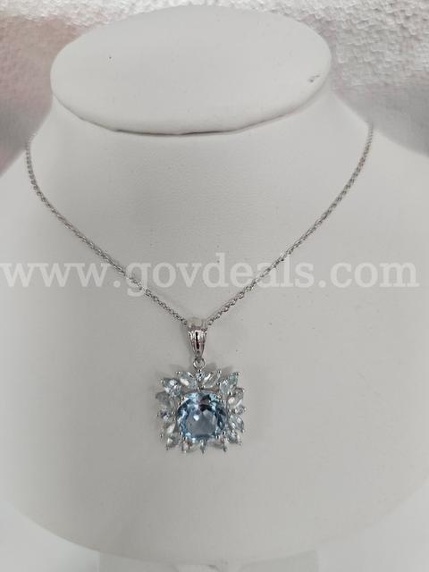 Beautiful Solid Sterling Silver London Blue Topaz Necklace