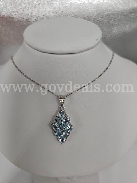 Solid Sterling Silver London Blue Topaz Necklace