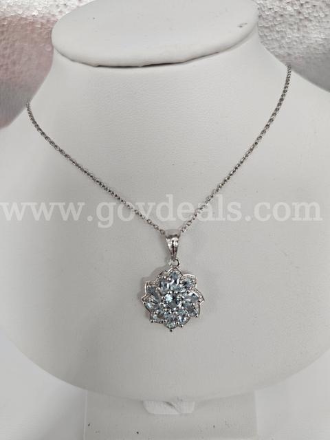 Solid Sterling Silver London Blue Topaz Necklace Gorgeous Piece