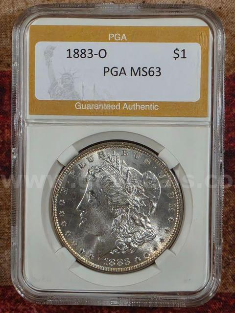 Stunning 1883-O Morgan Silver Dollar PGA Graded MS63