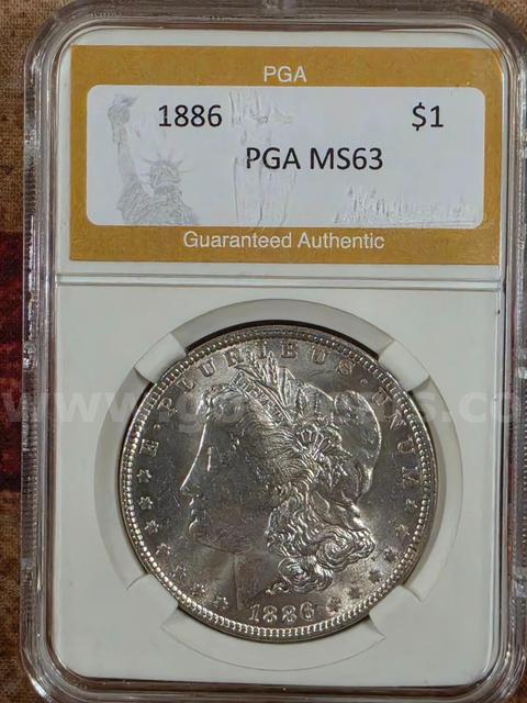 Stunning 1886 Morgan Silver Dollar PGA Graded MS63