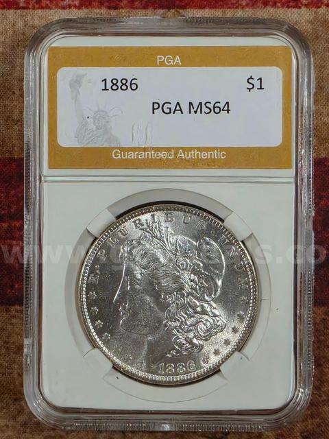 Stunning 1886 Morgan Silver Dollar PGA Graded MS64