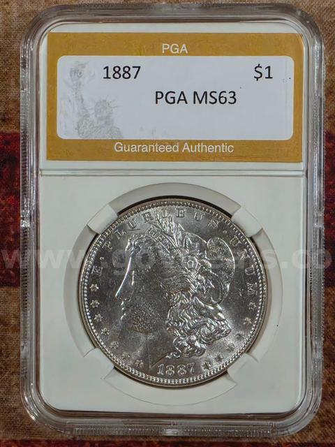 Stunning 1887 Morgan Silver Dollar PGA Graded MS63