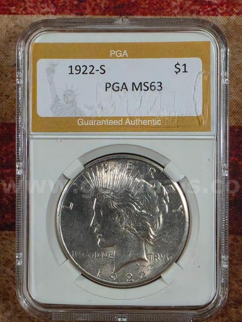 Stunning 1922-S Peace Silver Dollar PGA Graded MS63