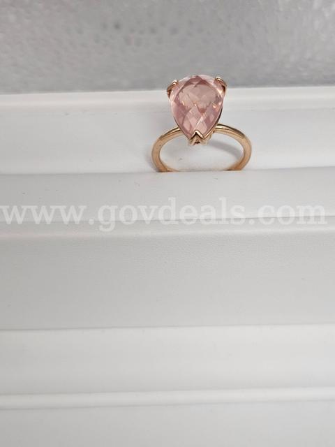 Solid 14K Gold and Morganite Pear Shape Ladies Ring Size 6 Appraisal $2620