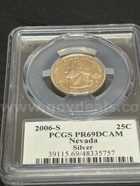 SLABBED GRADED PR69DCAM SILVER US NEVADA STATE QUARTER SEALED- SHIPPING ONLY - MA