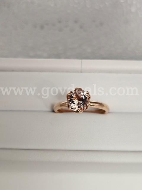 Solid 14K Rose Gold Morganite Ladies Ring Size 6.5  Appraisal $2075