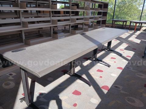 (1) 3 position Computer table with wiring and power tray