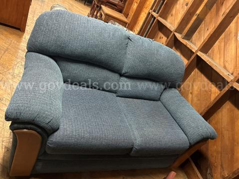 LOVE SEAT, COUCH, BLUE, CLOTH / LIVING ROOM FURNITURE