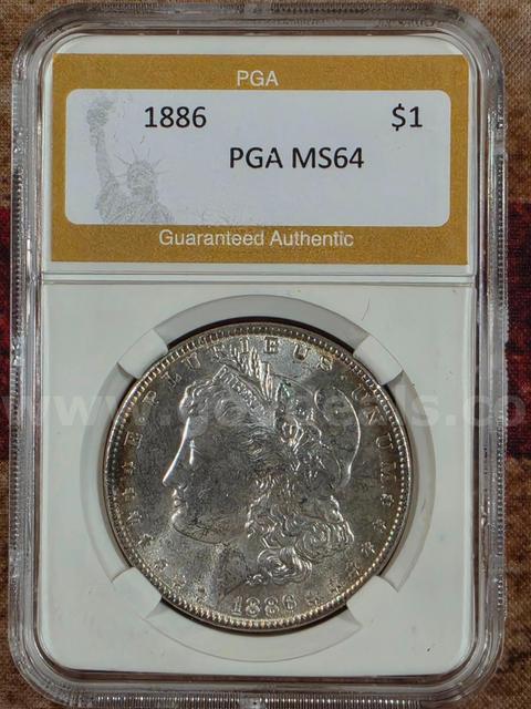 Stunning 1886 Morgan Silver Dollar PGA Graded MS64