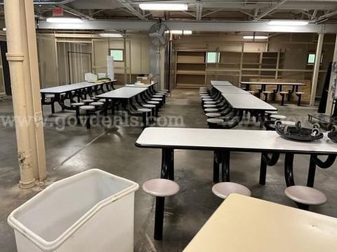 Cafeteria Tables with Attached Seating Quantity: 12 Units (8 Seats per Table)