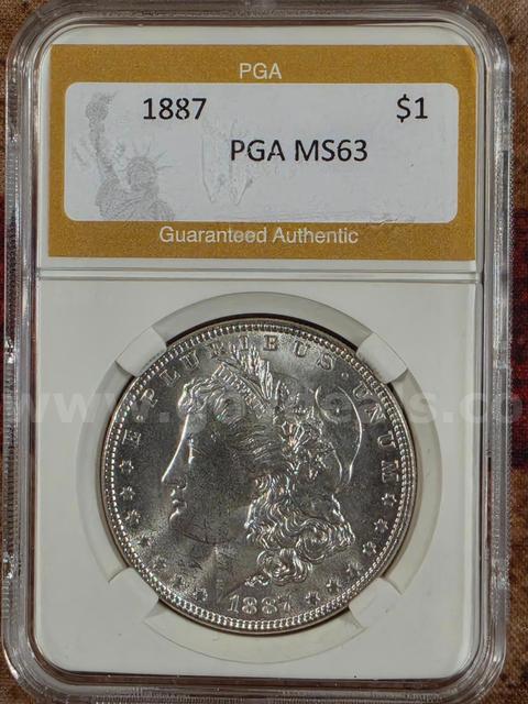 Stunning 1887 Morgan Silver Dollar PGA Graded MS63