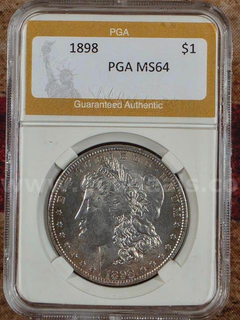 Stunning 1898 Morgan Silver Dollar PGA Graded MS64
