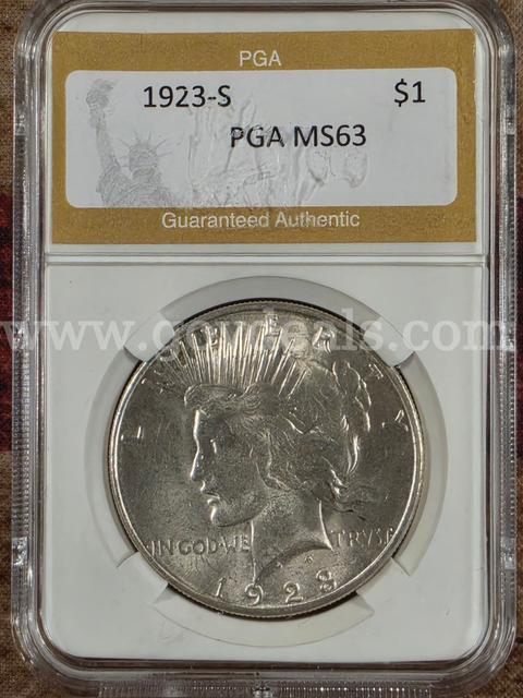 Stunning 1923-S Peace Silver Dollar PGA Graded MS63