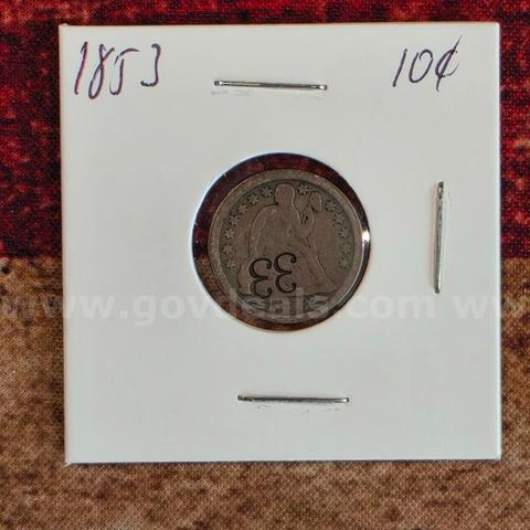 Nice Old Seated Liberty Dime - 1853