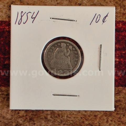 Nice Old Seated Liberty Dime - 1854