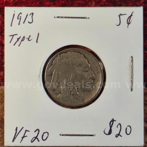 Very Nice Buffalo Nickel 1913 Type 1