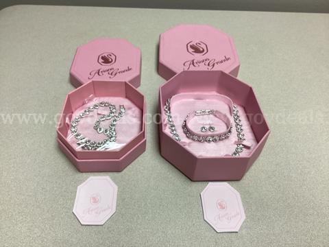 Swarovski Ariana Grande x heart shaped set with a tennis choker, bracelet, and stud earrings, & Heart Tennis Necklace