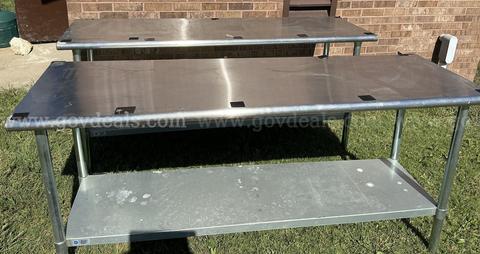 Two (2) Work Tables with Shelf