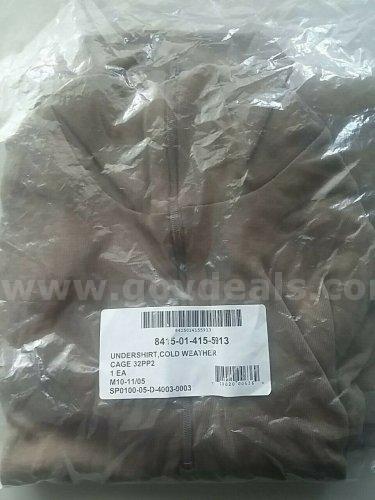 US Military Men's Lightweight Cold Weather Undershirt L Polypro Brown NEW/SEALED