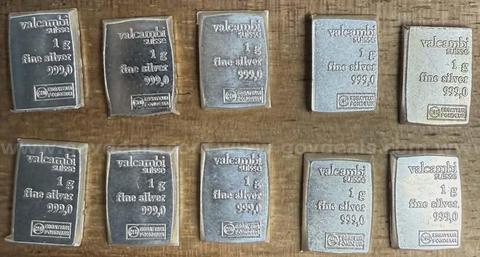 LOT OF 10 1G 0.999 FINE PURE SILVER BARS INGOTS - SHIP ONLY