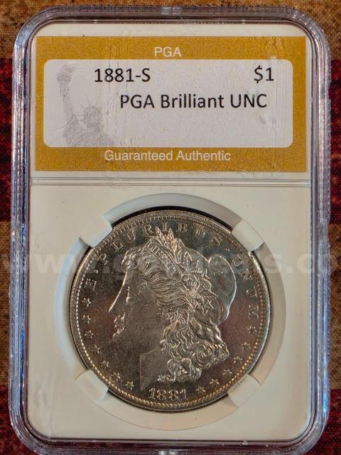 Stunning 1881-S Morgan Silver Dollar PGA Graded BU