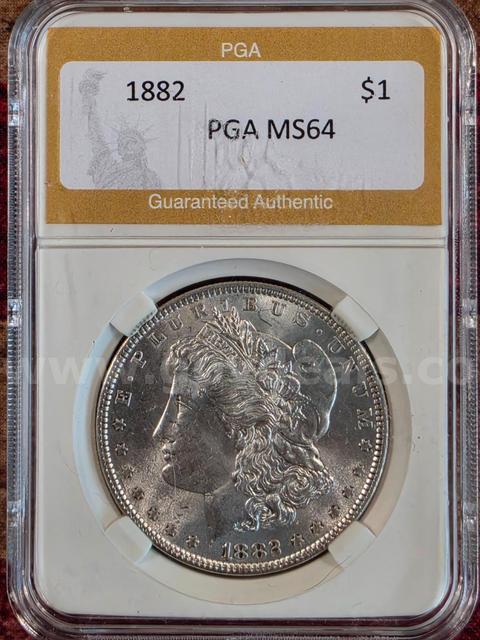 Stunning 1882 Morgan Silver Dollar PGA Graded MS 64