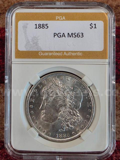 Stunning 1885 Morgan Silver Dollar PGA Graded MS 63