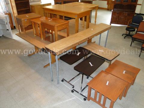Wood Tables – Assorted Sizes & Shapes (Qty: 14)