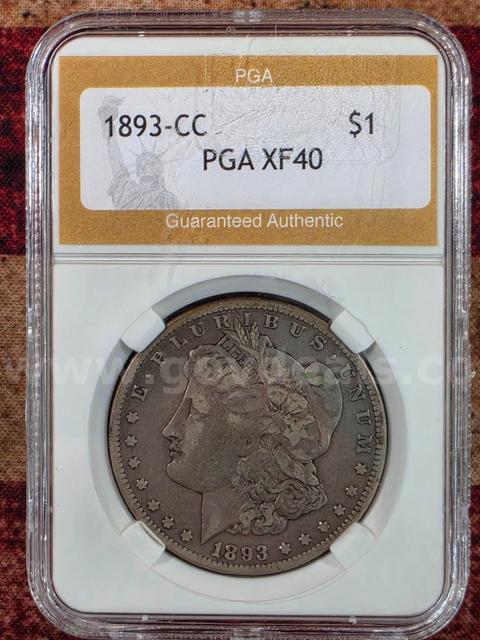 Very Nice 1893-CC Morgan Silver Dollar PGA Graded XF40