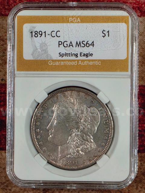Stunning 1891-CC Morgan Silver Dollar PGA Graded MS64