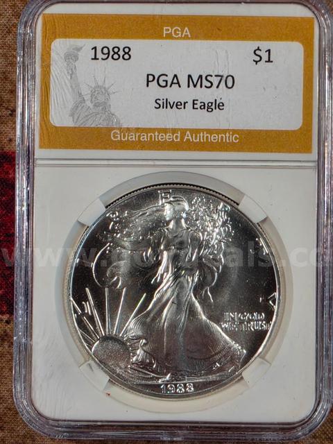 Stunning 1988 American Silver Eagle Graded PGA MS70
