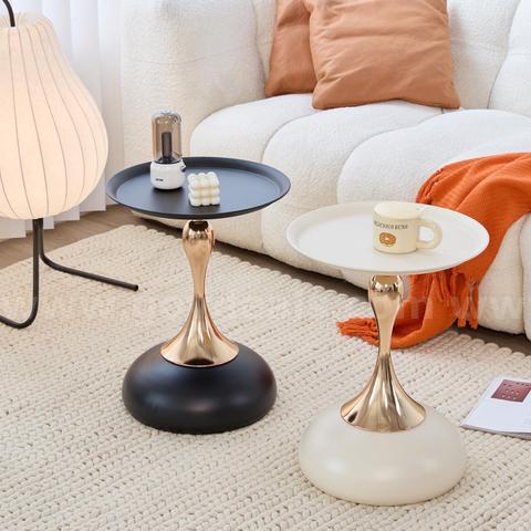 Brand New - 2PCS - Elegant Modern Side Tables - Featuring a Unique Hourglass Design, Black/Beige - Shipping Available