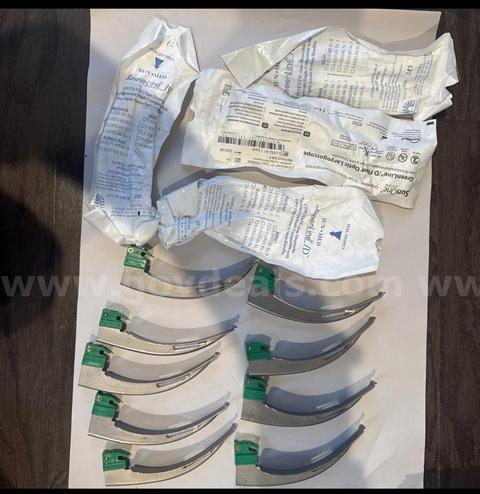 13x LOT GreenLine D.  *MAC 4* Sunone Macintosh FIBER OPTIC Laryngoscope Blades Shipping only intubation
