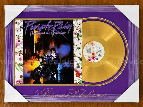 Prince Museum Framed Purple Rain Laser Signed Gold Record Collector's Item