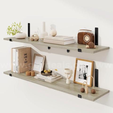 Brand New - 2 PCS - 36" Floating Rustic Long Wall Shelves, Grey - Shipping Available