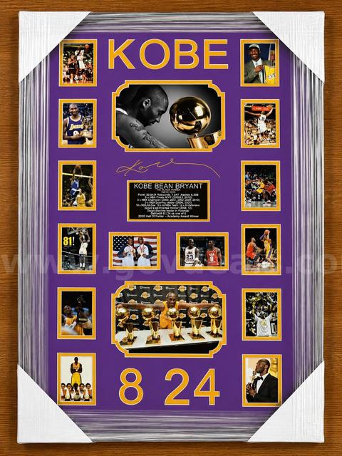 Kobe Bryant Los Angeles Lakers Framed Memorabilia Display Laser Signed Iconic Item