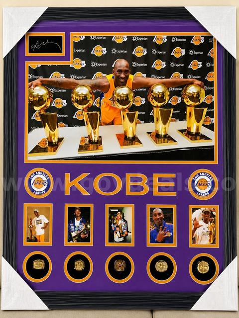 Kobe Bryant Museum Framed Championship Ring Display Laser Signed Rare Piece