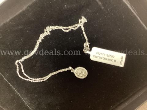 Bridge Diamond pendant oval necklace 1/10 CT Sterling silver 18”inch