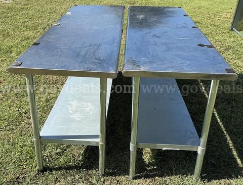 Two (2) Work Tables with Shelf