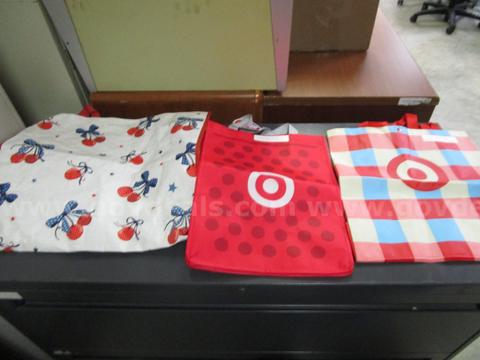 (3) USED REUSABLE PLASTIC BAGS; (1) MARSHAL'S, (2) TARGET