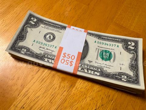 LOT OF 25 MIXED $2 TWO DOLLAR BILLS CURRENCY MONEY CASH - SHIPPING ONLY - MA
