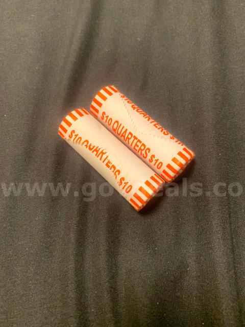 TWO ROLLS SEALED QUARTERS - SHIPPING ONLY - MA