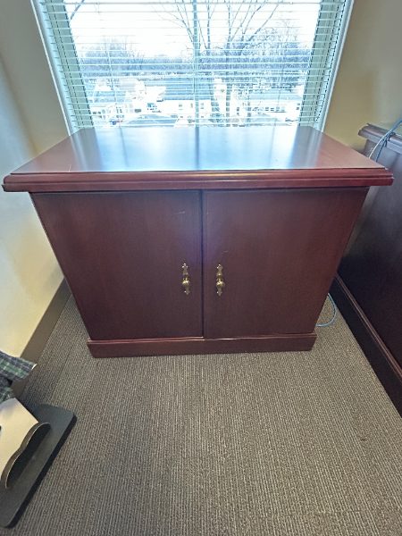 BROWN WOODEN CABINET — photo 1