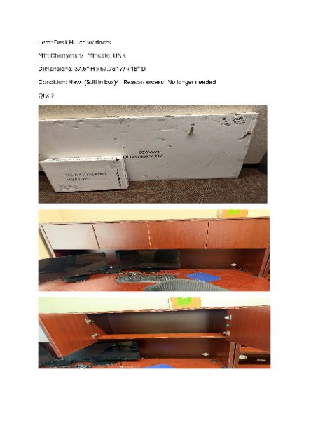 OVERHEAD DESKTOP HUTCHES-2 EA — photo 1