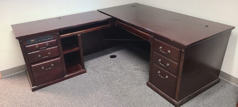 Wood L-Shape Desk — photo 1