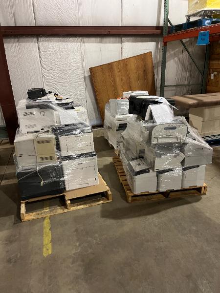 ASSORTED PRINTERS, SCANNERS, MONITORS, NETWORKING DEVICES, CPU