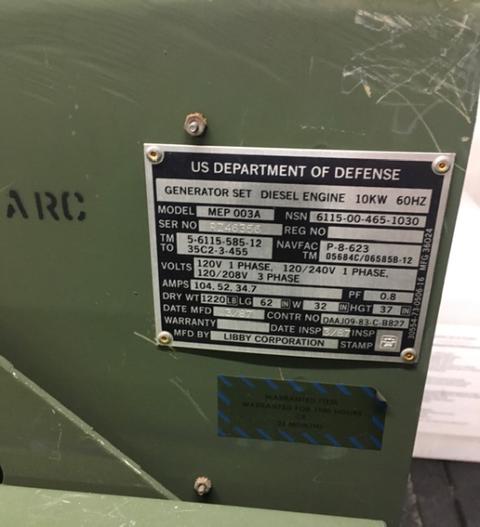 (1) 10 KW Generator