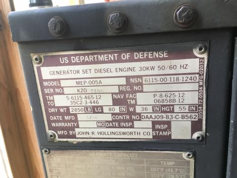 (1) 30 KW Generator