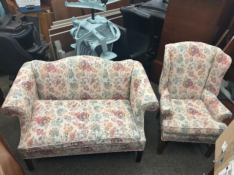 Floral Fabric Chair & Loveseat